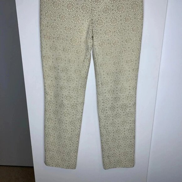 CELINE Women's Pants Gold Metallic Embossed High Waist Straight Leg Trouser 6 - Picture 9 of 16
